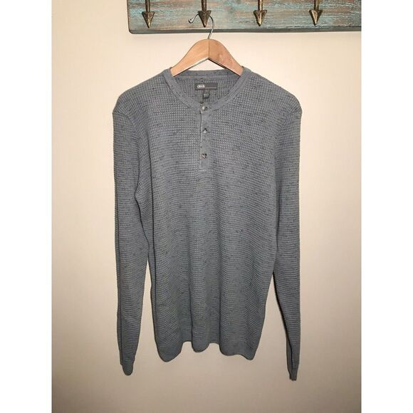 Asos Mens Waffle Knit Sweater Shirt Size Medium Long Sleeve Buttons Gray NWT - Picture 2 of 6